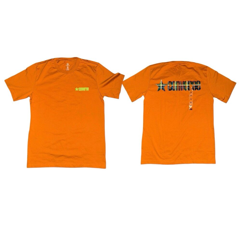 Converse T Shirt Mens XS Orange Graphic Tee Star Logo Short Sleeve Streetwear